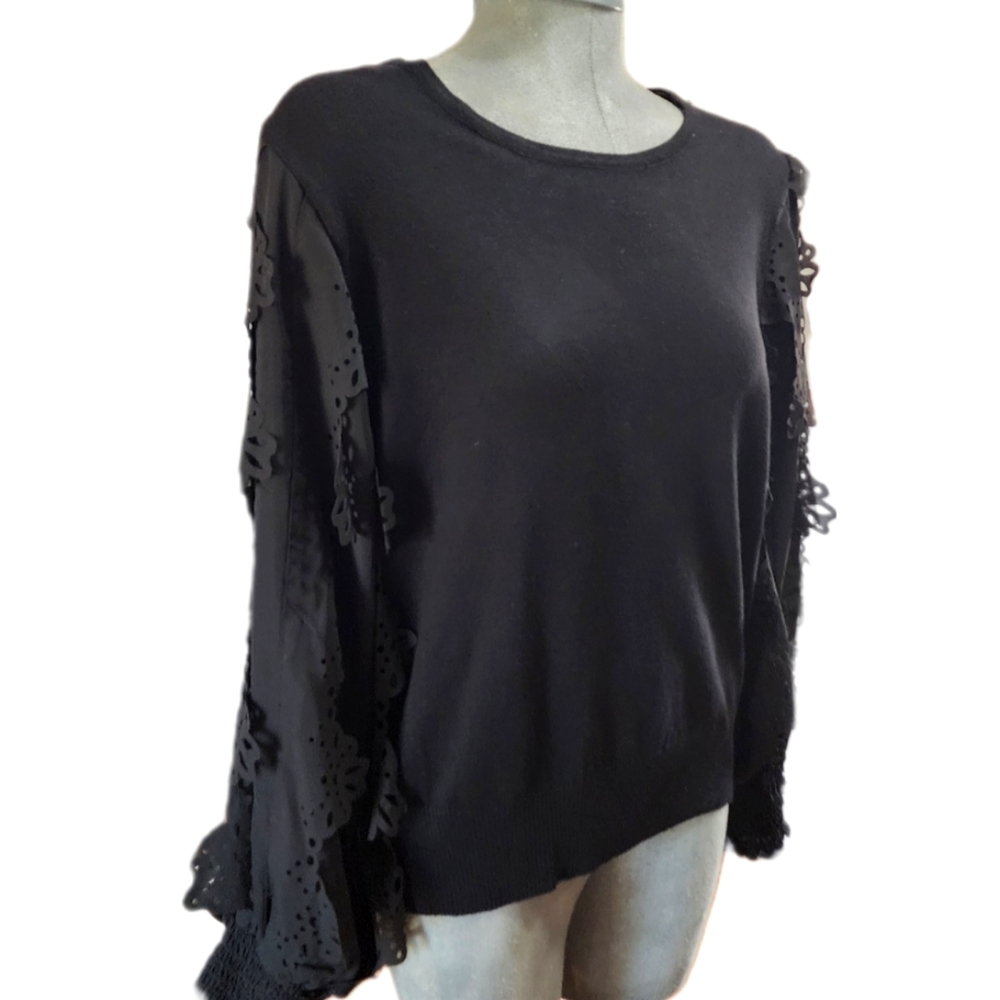 JOSEPH A. Embellished Sleeve Sweater (L)
